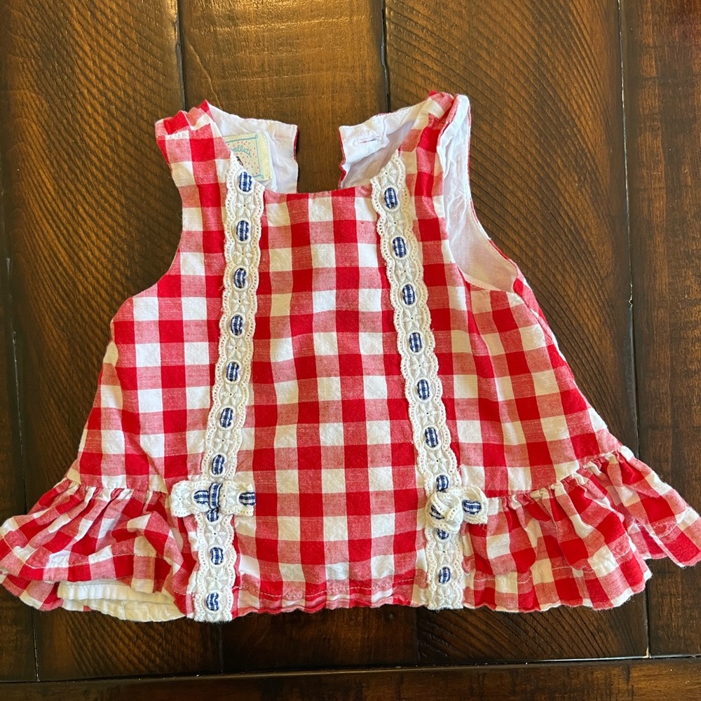 Fourth of July!! Marmellata Red and White Checkered Kids Blouse